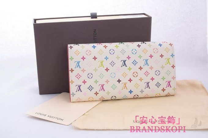ルイヴィトン　ヴィトン　LV　財布　モノグラムマルチカラー　ファスナー長札　長財布　ポルトフォイユサラ　ブロンｘリッチ（ピンク）　M93744 