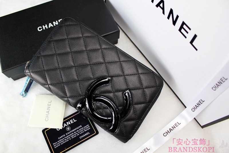 CHANEL（シャネル）ラウンド長財布/ブラック/カンボンカーフA48660