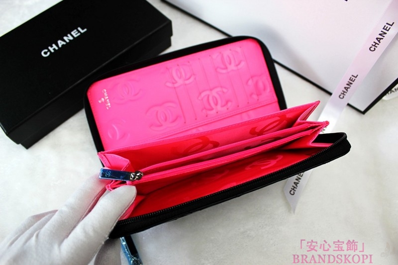 CHANEL（シャネル）ラウンド長財布/ブラック/カンボンカーフA48660