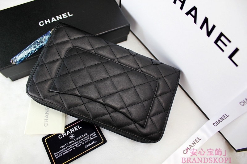 CHANEL（シャネル）ラウンド長財布/ブラック/カンボンカーフA48660