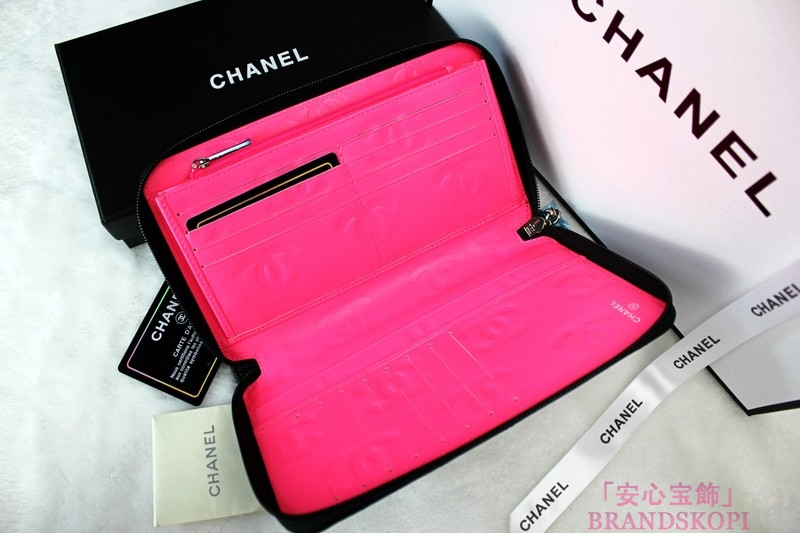 CHANEL（シャネル）ラウンド長財布/ブラック/カンボンカーフA48660