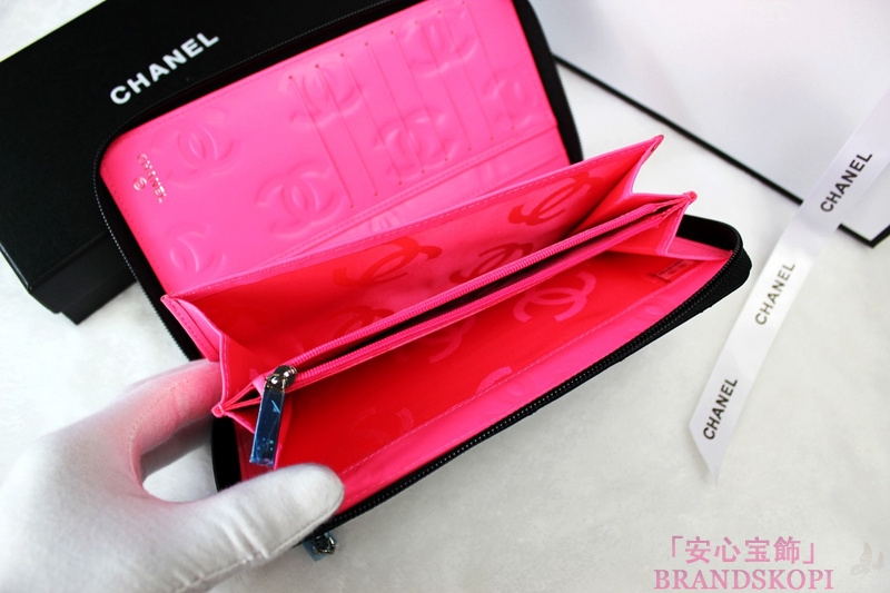 CHANEL（シャネル）ラウンド長財布/ブラック/カンボンカーフA48660