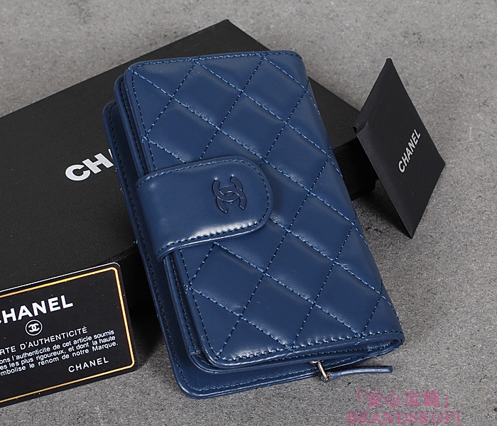 シャネル 長財布 CHANEL シャネル 財布 二つ折り マトラッセ キルティング レザー ブルー A48667