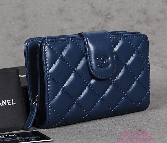 シャネル 長財布 CHANEL シャネル 財布 二つ折り マトラッセ キルティング レザー ブルー A48667