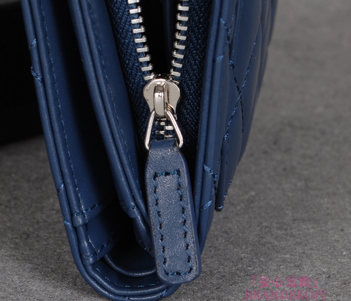 シャネル 長財布 CHANEL シャネル 財布 二つ折り マトラッセ キルティング レザー ブルー A48667