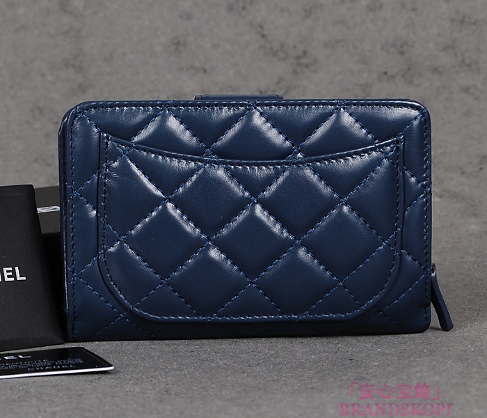 シャネル 長財布 CHANEL シャネル 財布 二つ折り マトラッセ キルティング レザー ブルー A48667