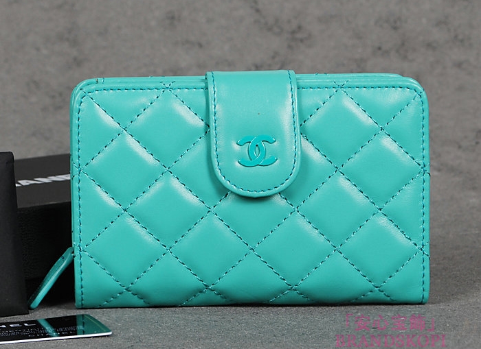 シャネル 長財布 CHANEL シャネル 財布 二つ折り マトラッセ キルティング レザー アズール A48667