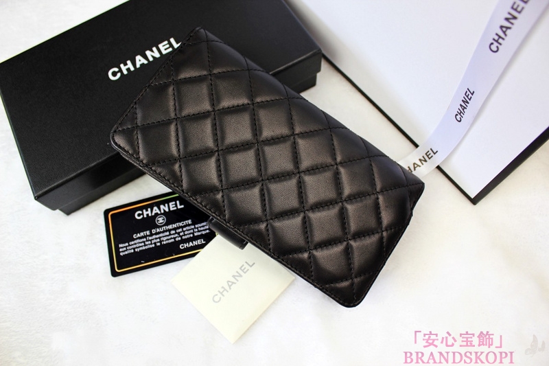 CHANEL（シャネル）ラウンド長財布/ブラック/ラムスキン A68776