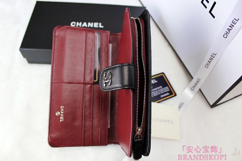 CHANEL（シャネル）ラウンド長財布/ブラック/ラムスキン A68776