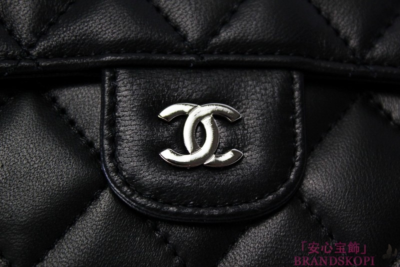 シャネル　CHANEL 長財布　3折　A31506　タイムレスクラシック　マトラッセ/ラムスキン　ブラック/ボルドー