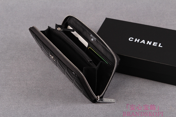 シャネル CHANEL ブリリアント ラウンドファスナー長財布 財布 エナメル ブラック A50105
