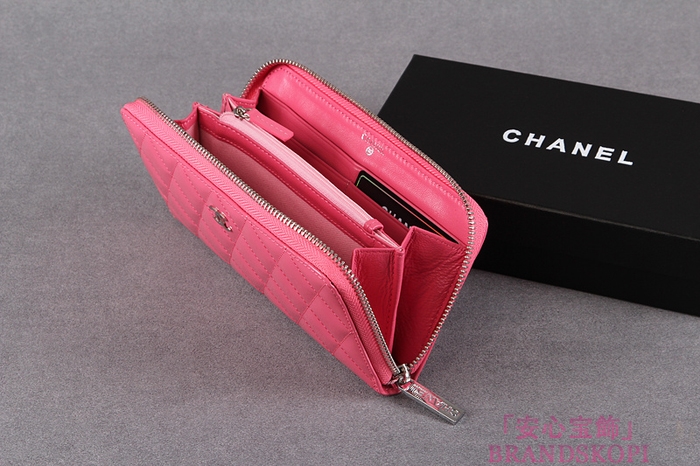 シャネル CHANEL ブリリアント ラウンドファスナー長財布 財布 エナメル ピンク A50105