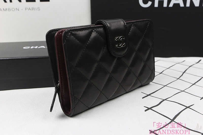 CHANEL シャネル 財布 A48667 ブラック／ボルドー / シルバー マトラッセ