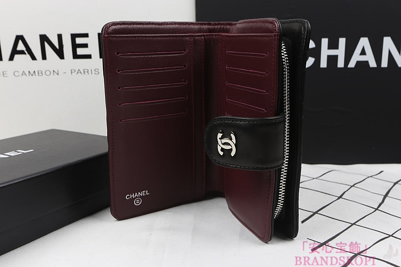 CHANEL シャネル 財布 A48667 ブラック／ボルドー / シルバー マトラッセ