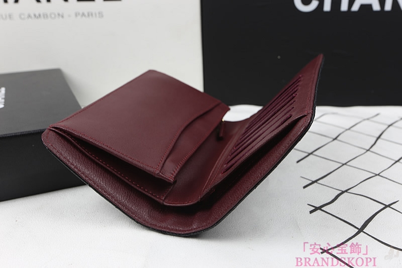 シャネル CHANEL マトラッセライン キャビアスキン 長財布 ブラック＆ゴールド＆ボルドー A31509