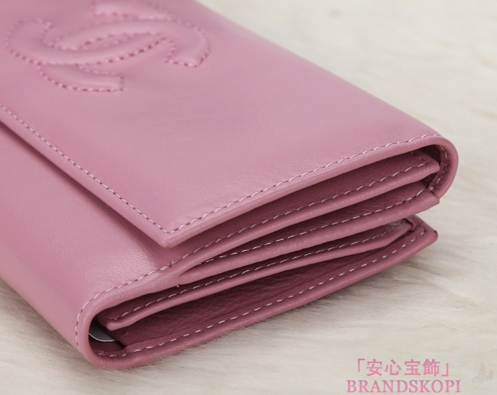 シャネル 財布 CHANEL Wホック長財布 ラムスキン ピンク A48983