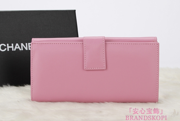 シャネル 財布 CHANEL Wホック長財布 ラムスキン ピンク A48983