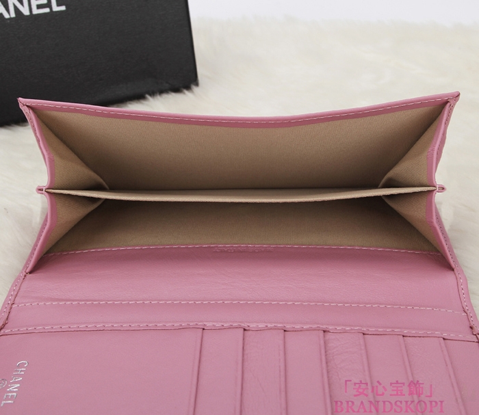 シャネル 財布 CHANEL Wホック長財布 ラムスキン ピンク A48983