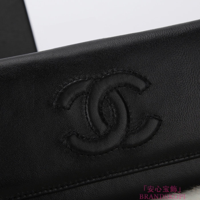 シャネル 財布 CHANEL Wホック長財布 ラムスキン ブラック A48983
