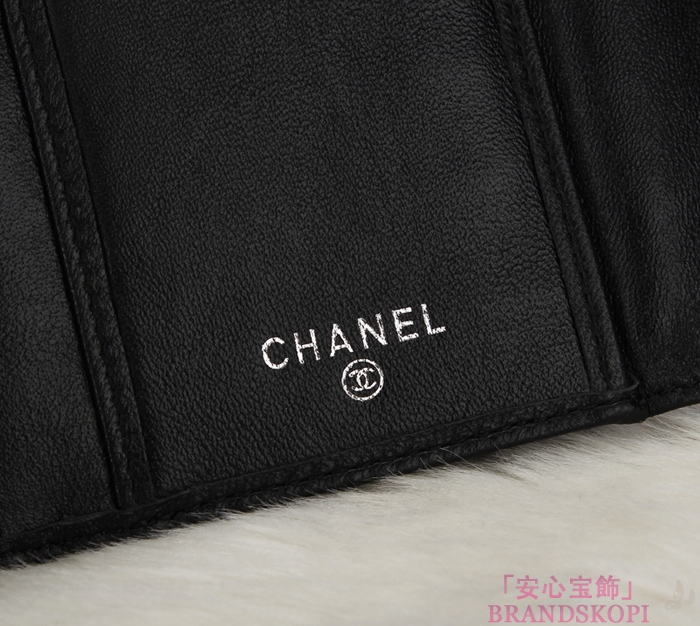 シャネル 財布 CHANEL Wホック長財布 ラムスキン ブラック A48983