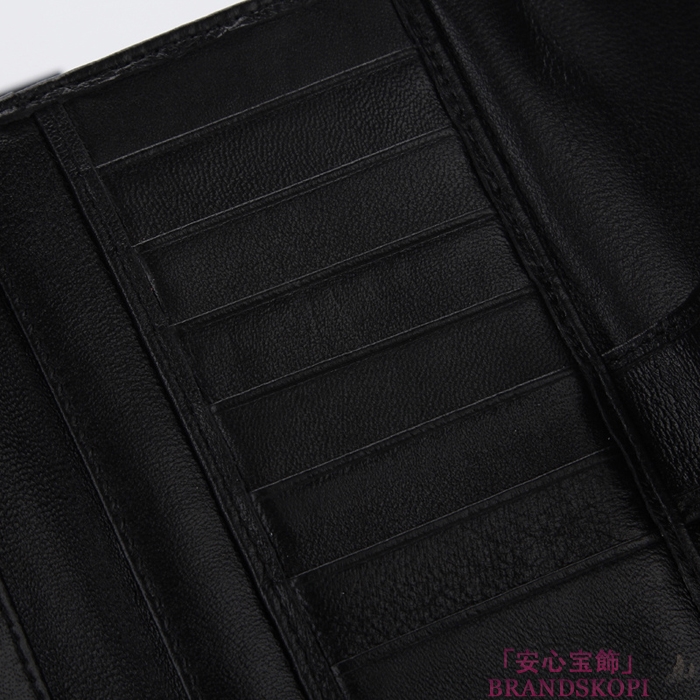シャネル 財布 CHANEL Wホック長財布 ラムスキン ブラック A48983