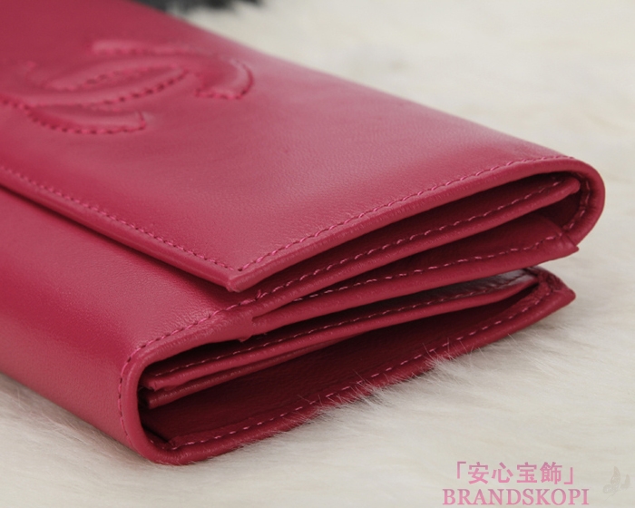 シャネル 財布 CHANEL Wホック長財布 ラムスキン ローズ A48983