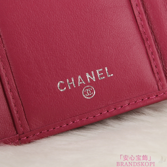 シャネル 財布 CHANEL Wホック長財布 ラムスキン ローズ A48983