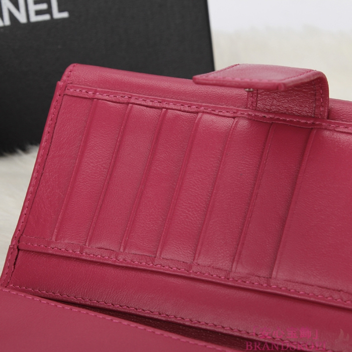 シャネル 財布 CHANEL Wホック長財布 ラムスキン ローズ A48983