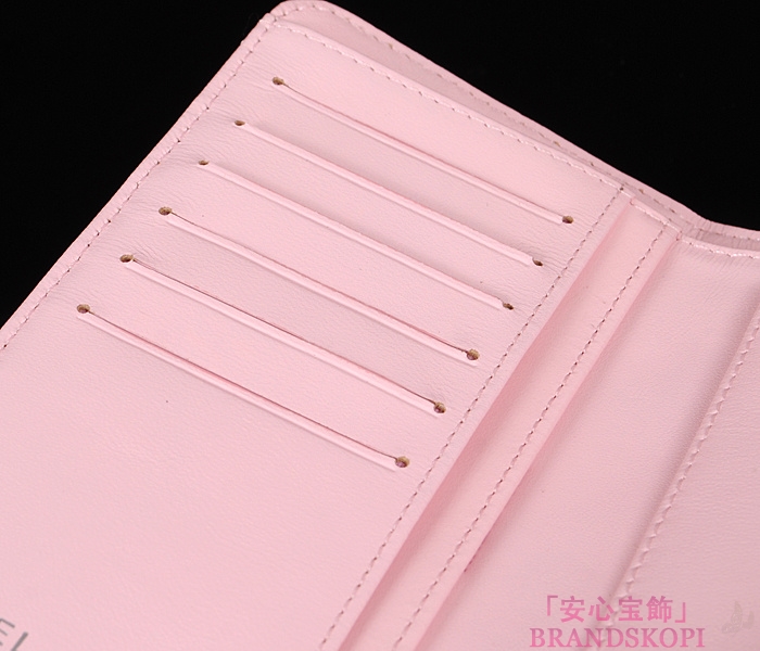 シャネル CHANEL 長財布 三つ折り ココマーク マトラッセ キルティング エナメル ピンク A31506