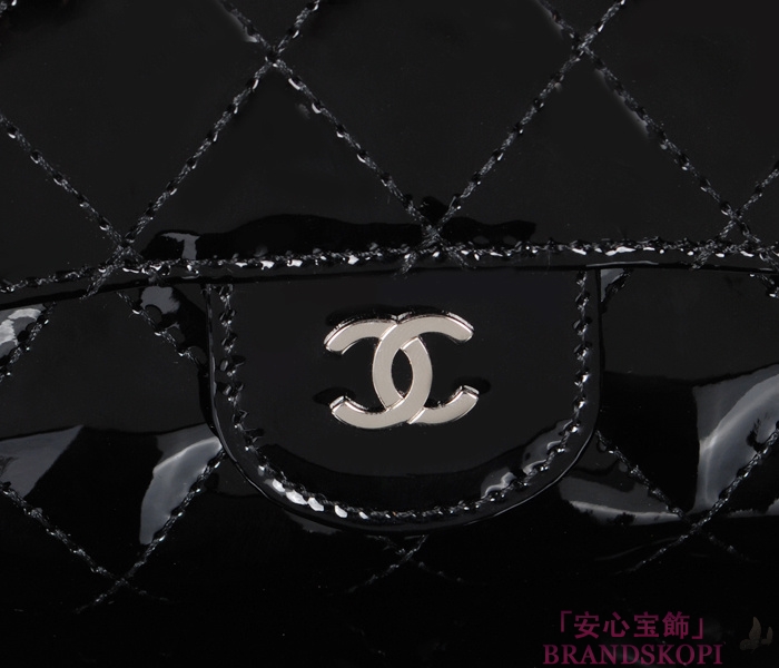 シャネル CHANEL 長財布 三つ折り ココマーク マトラッセ キルティング エナメル ブラック A31506