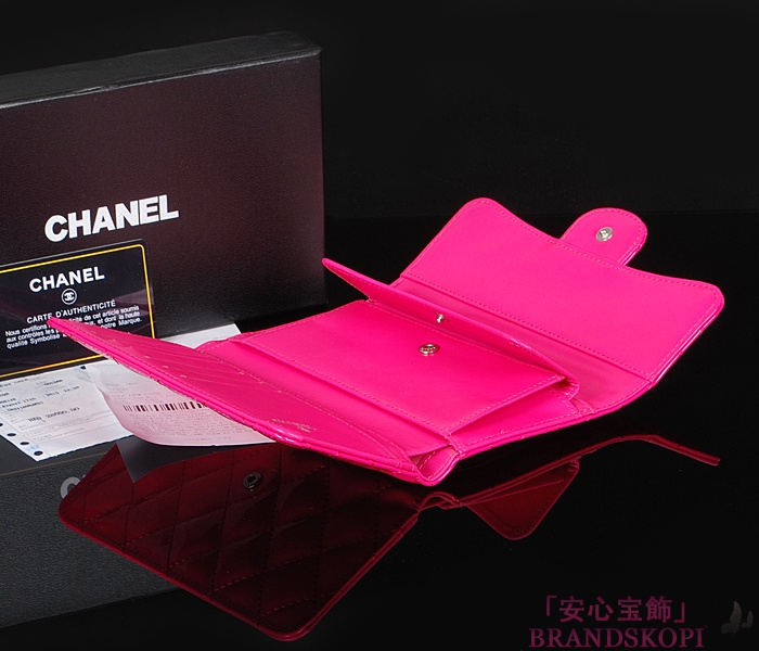 シャネル CHANEL 長財布 三つ折り ココマーク マトラッセ キルティング エナメル ローズ A31506