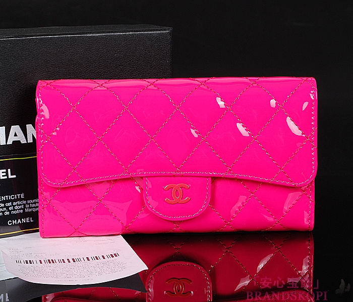 シャネル CHANEL 長財布 三つ折り ココマーク マトラッセ キルティング エナメル ローズ A31506