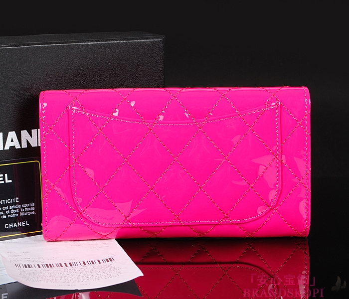 シャネル CHANEL 長財布 三つ折り ココマーク マトラッセ キルティング エナメル ローズ A31506