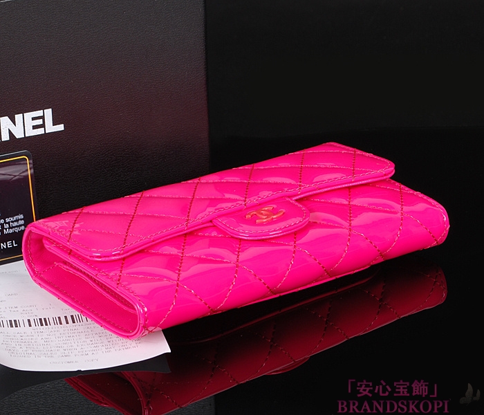 シャネル CHANEL 長財布 三つ折り ココマーク マトラッセ キルティング エナメル ローズ A31506