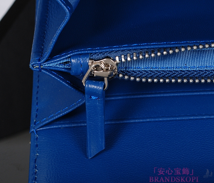 シャネル 長財布 CHANEL シャネル 財布 二つ折りフラップ マトラッセ キルティング エナメル ブルー A50096