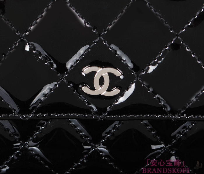 シャネル 長財布 CHANEL シャネル 財布 二つ折りフラップ マトラッセ キルティング エナメル ブラック A50096