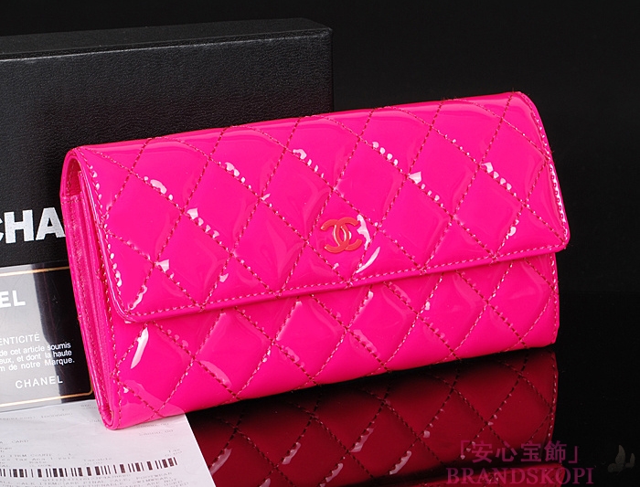 シャネル 長財布 CHANEL シャネル 財布 二つ折りフラップ マトラッセ キルティング エナメル ローズ A50096
