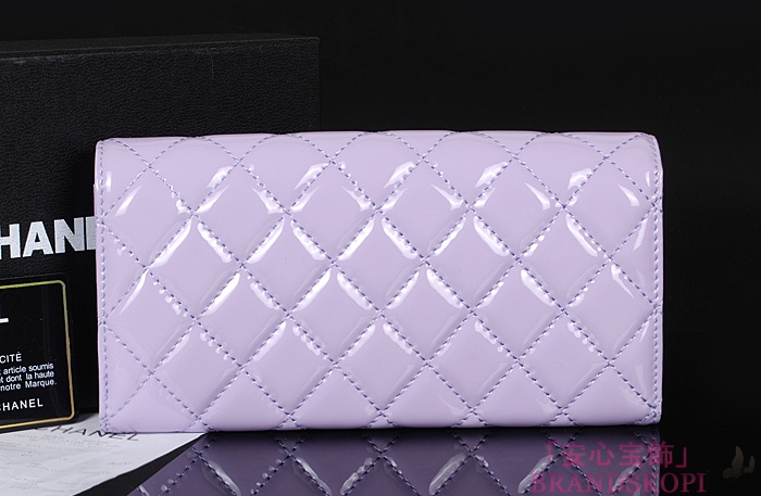 シャネル 長財布 CHANEL シャネル 財布 二つ折りフラップ マトラッセ キルティング エナメル ライラック A50096