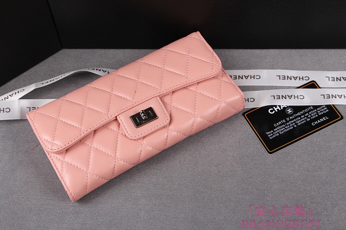 シャネル 長財布 CHANEL シャネル 財布 二つ折り マトラッセ キルティング ラムスキン ピンク A35297