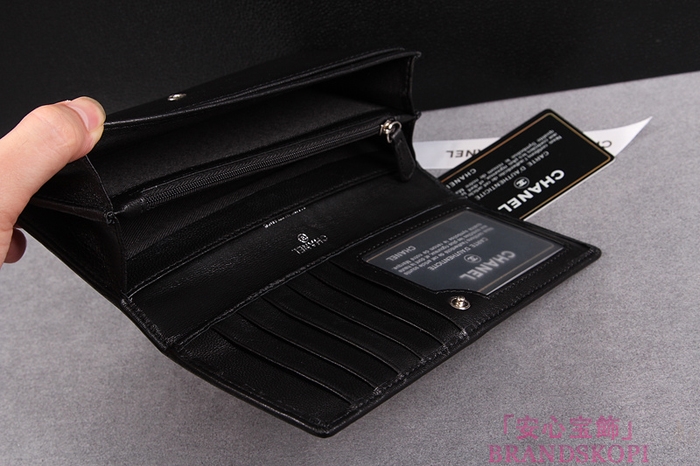 CHANEL シャネル クルーズライン カメリア 長財布 ラムスキン ブラック A47004