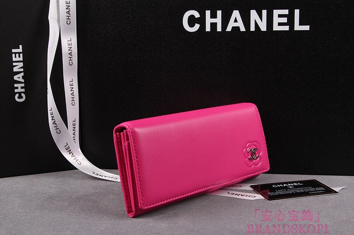 CHANEL シャネル クルーズライン カメリア 長財布 ラムスキン ローズ A47004