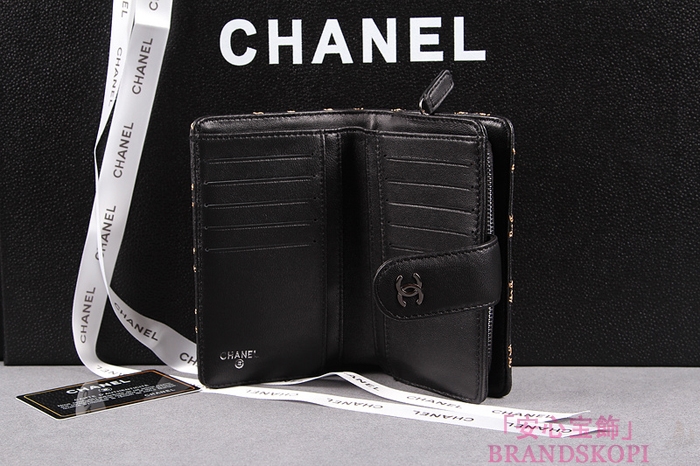 シャネル 長財布 CHANEL シャネル 財布 二つ折り マトラッセ ゴールドライン キルティング ラムスキン ブラック A48667