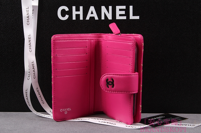 シャネル 長財布 CHANEL シャネル 財布 二つ折り マトラッセ ゴールドライン キルティング ラムスキン ローズ A48667