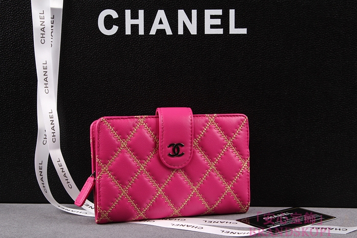 シャネル 長財布 CHANEL シャネル 財布 二つ折り マトラッセ ゴールドライン キルティング ラムスキン ローズ A48667