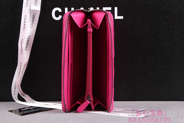 CHANEL（シャネル）レディース 財布 ラムスキン マトラッセ ゴールドライン ラウンドジップ ローズ A50098