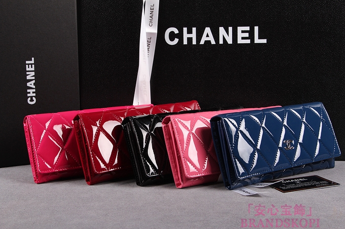 シャネル 長財布 CHANEL  財布 二つ折り マトラッセ ココマーク エナメル ローズ/ブルゴーニュ/ブラック/ピンク/ブルー A50106