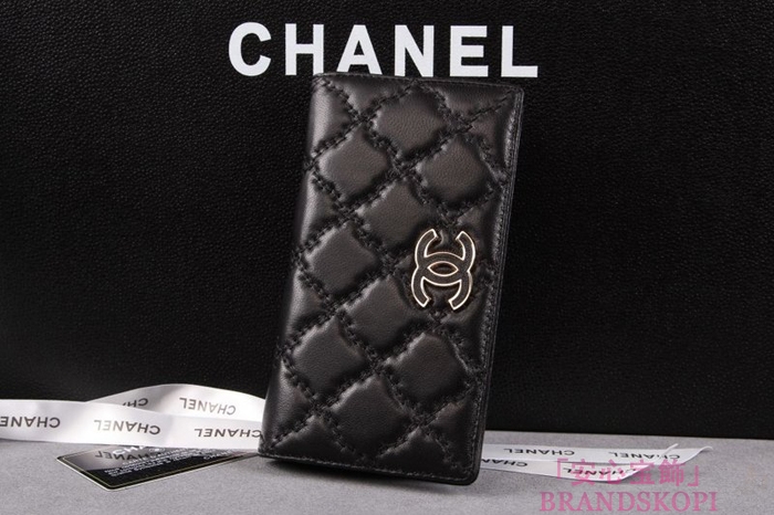 シャネル 長財布 CHANEL 財布 二つ折り  マトラッセ  ラムスキン ブラック A61667