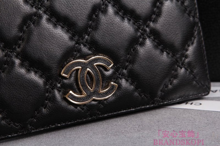シャネル 長財布 CHANEL 財布 二つ折り  マトラッセ  ラムスキン ブラック A61667