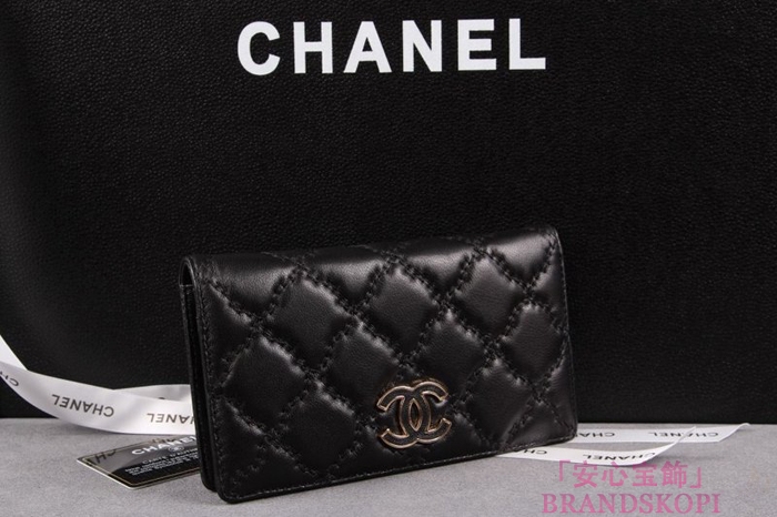 シャネル 長財布 CHANEL 財布 二つ折り  マトラッセ  ラムスキン ブラック A61667
