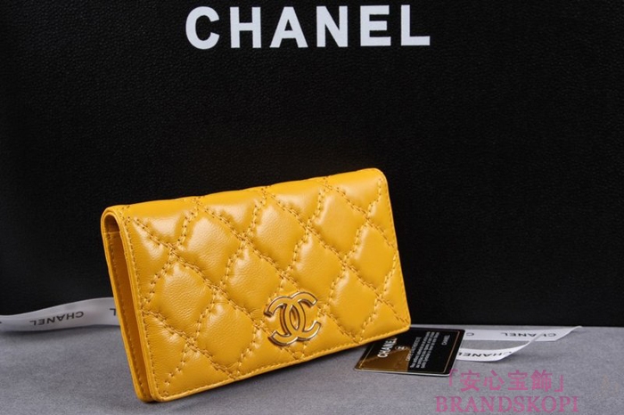 シャネル 長財布 CHANEL 財布 二つ折り  マトラッセ  ラムスキン イエロー A61667